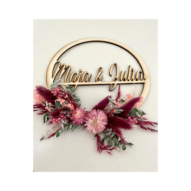 Türkranz mit Trockenblumen, personalisiert