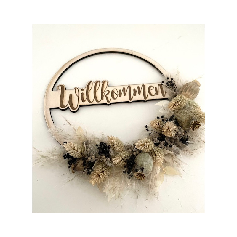 Willkommen Holzloop mit Trockenblumen