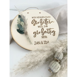 Holzscheibe Großeltern mit...