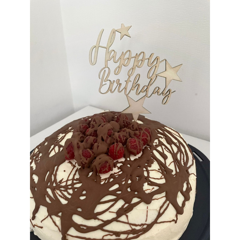 Tortentopper aus Holz, Happy Birthday