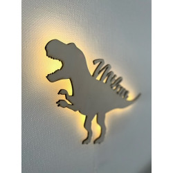 T-Rex Holzlampe, personalisiert